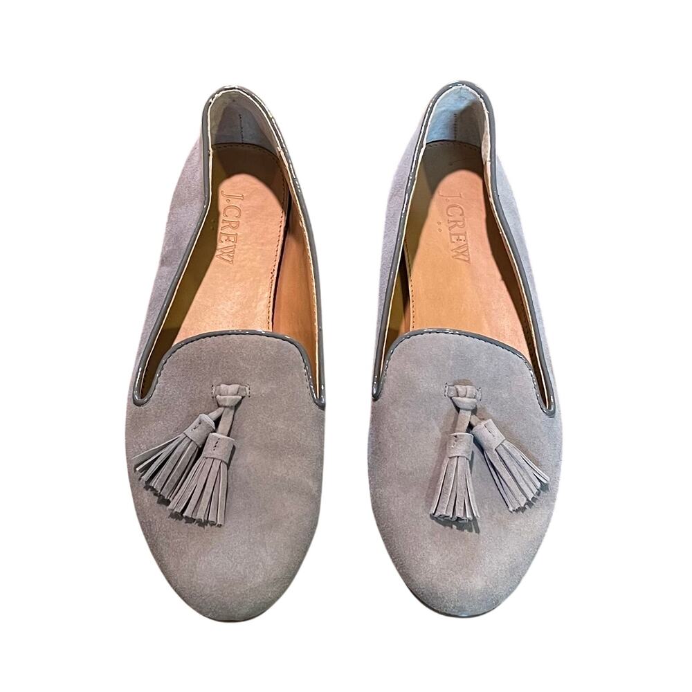 J.Crew Factory Cora Suede Tassel Loafer, Gray, Classic, Minimalist, Size 7